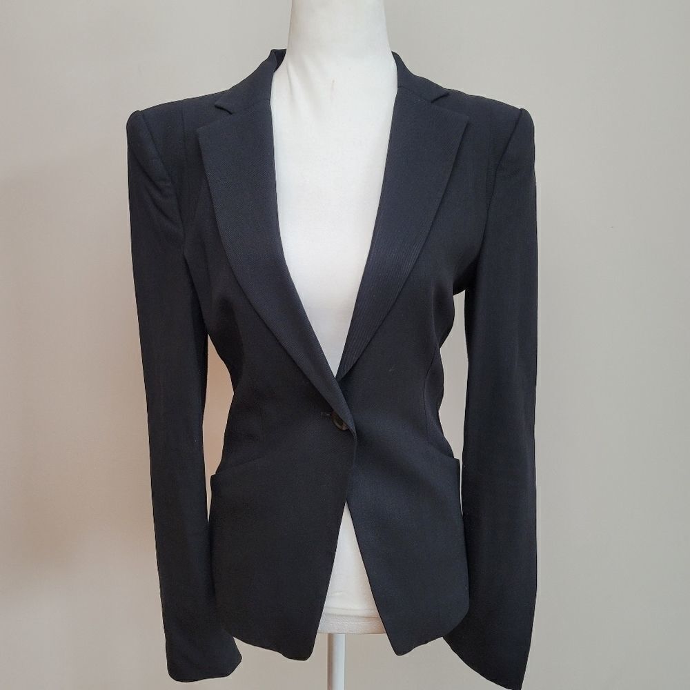 BCBG MaxAzria Black Distressed Blazer XS